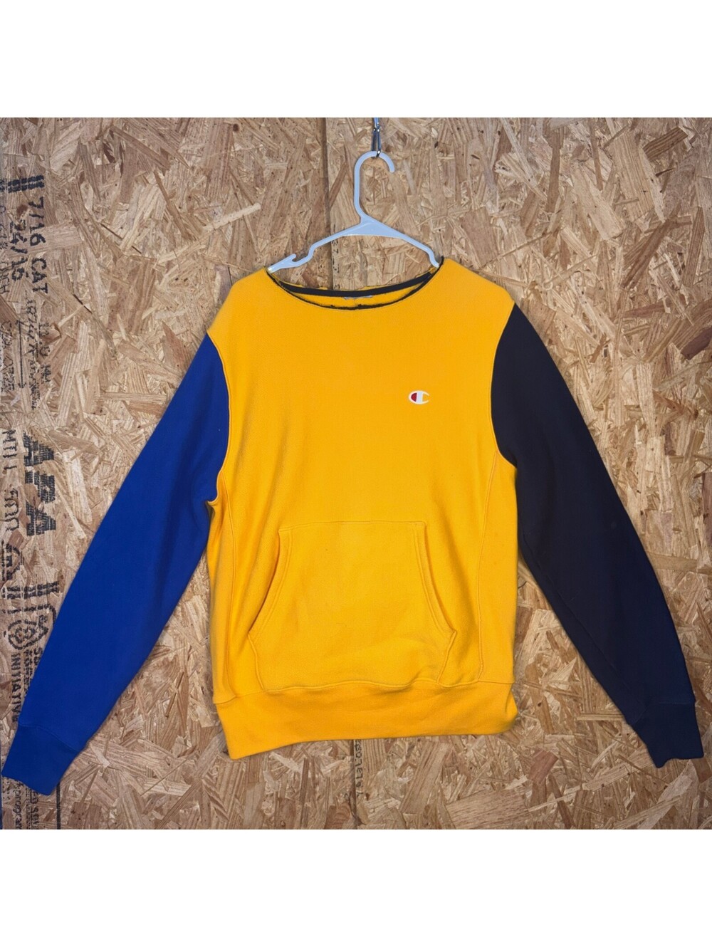 Champion Yellow Blue Colorblock Sweatshirt